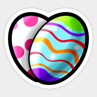 Two Colorful Easter Eggs Forming A Heart. Happy Easter Sticker